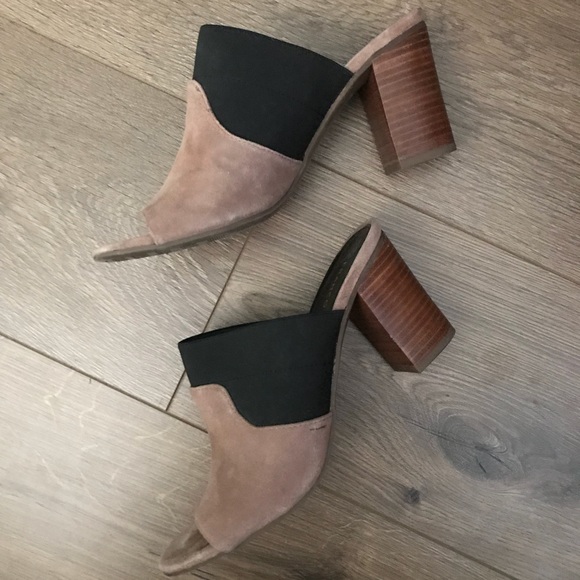 Franco Sarto Shoes - Franco Sarto Taupe Suede Block Mules